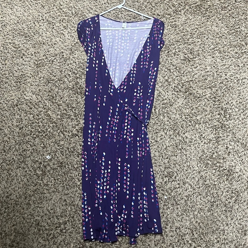 Purple Patterned Wrap Dress.
